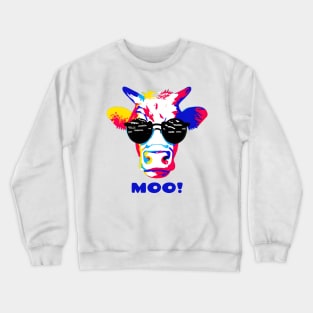 Moo! Pop Art Cool Cow Wearing Sunglasses Crewneck Sweatshirt